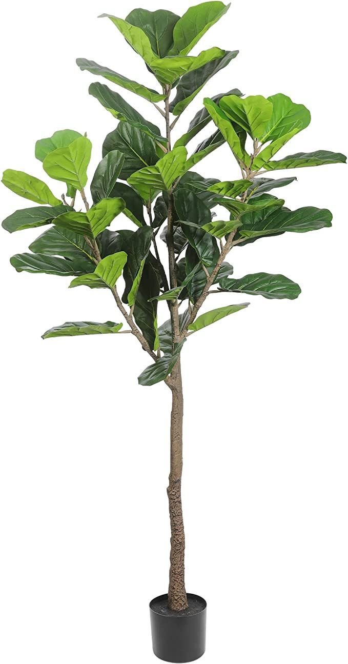 Realead Faux Fiddle Leaf Fig Tree 6 Feet, Tall Fake Plants in Pot, Artificial Ficus Lyrata Tree f... | Amazon (US)
