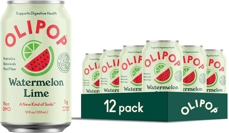OLIPOP Prebiotic Soda Pop, Watermelon Lime, A New Kind of Soda Packed with Prebiotics, Fiber, and... | Amazon (US)