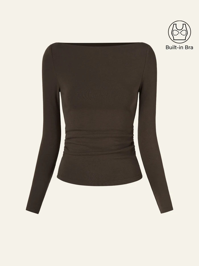 Modern Side Ruched Boatneck Bra Top | OGLmove