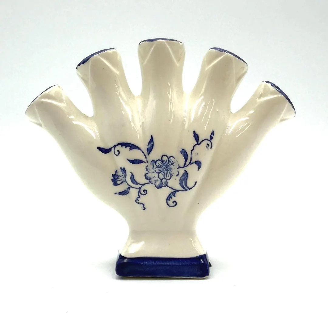 Vintage Blue & White 5-Finger Bud Vase – Tulipiere Style | Etsy (US)
