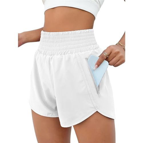 Workout Shorts Women Pack Loose High Elastic Waist Breathable Quick Dry Running Short Pants Athletic Outfits Sports White | Amazon (US)