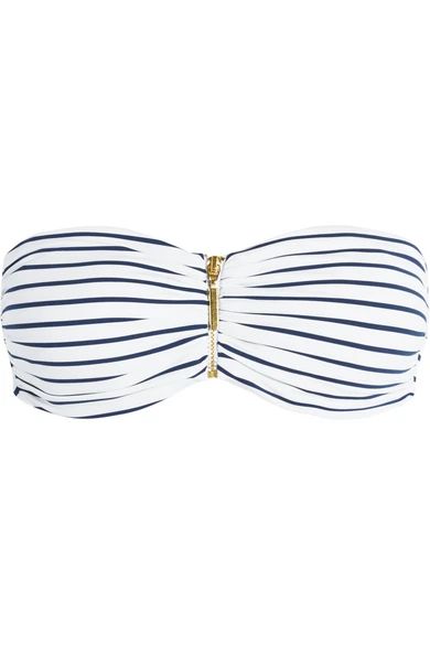 Melissa Odabash - Sumatra Striped Bandeau Bikini Top - Navy | NET-A-PORTER (US)