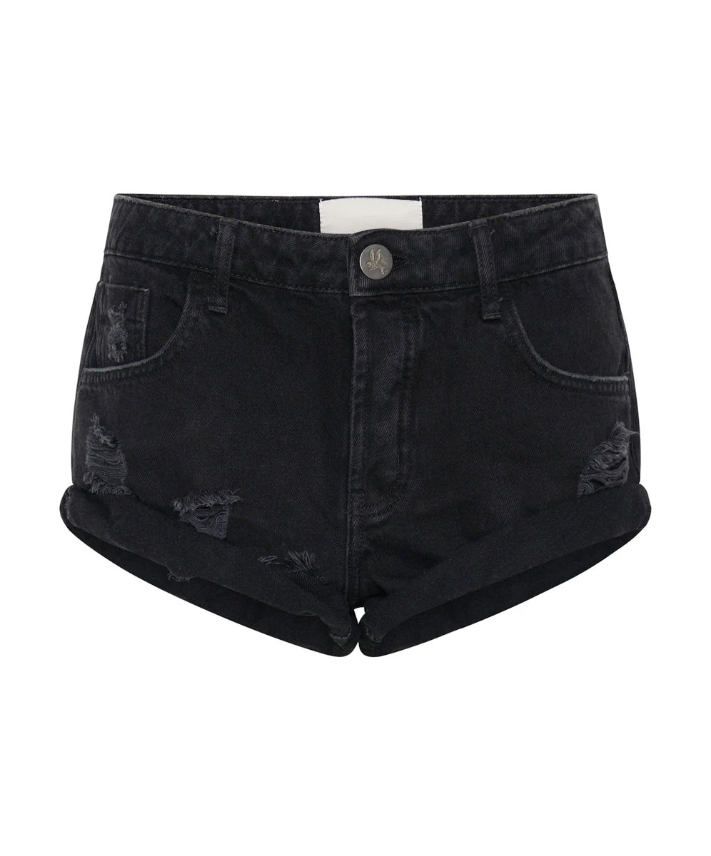 Bandits Low Waist Denim Shorts - Double Black | One Teaspoon | OneTeaspoon