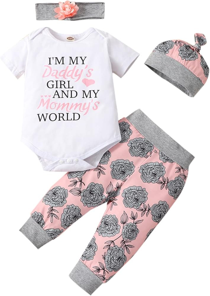 Newborn Infant Baby Girl Clothes Summer Outfits Infant Romper Pants Cute Toddler Girl Clothes Gif... | Amazon (US)