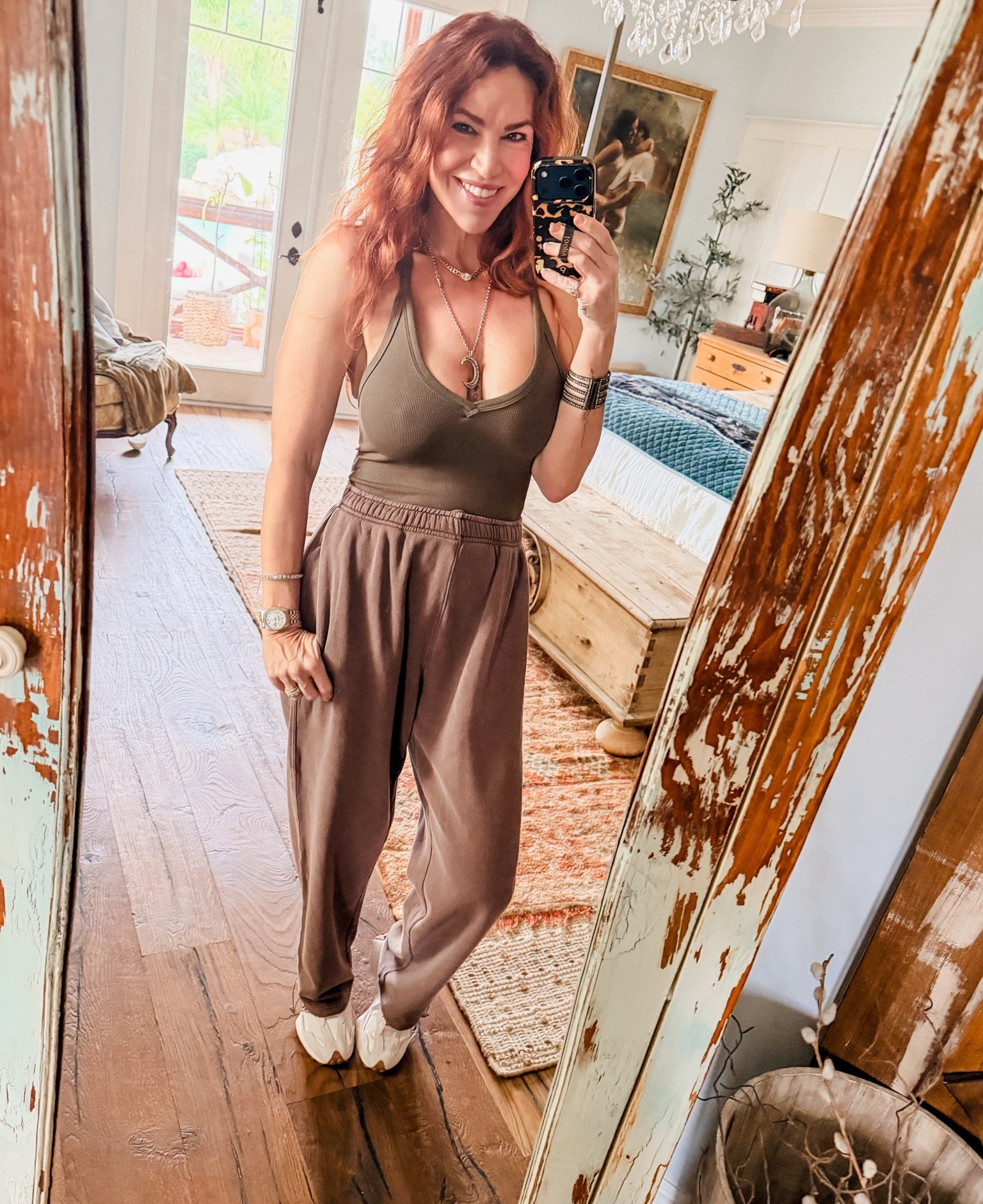Sporting events have become part of my life with 5 boys! My absolute favorite look is dressing up the Joah Brown sweats! They are my FAVORITE! I LOVE this top too! I do a small in bottoms and medium in top. 