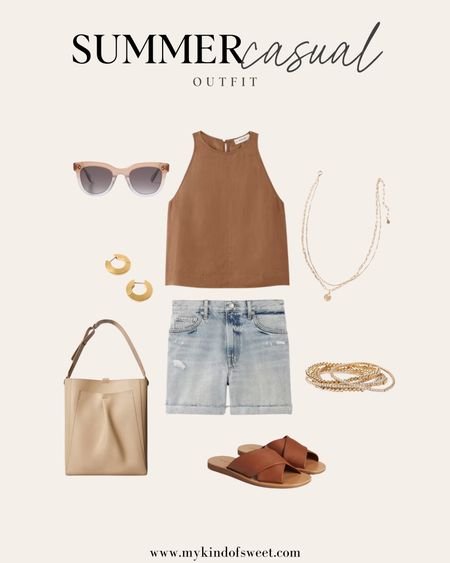 This top & shorts from Everlane are such a comfy summer casual look! Pair with neutral accessories or maybe add a pop of color! Tan or brown sandals would finish this look perfectly! 

#LTKstyletip #LTKSeasonal #LTKshoecrush
