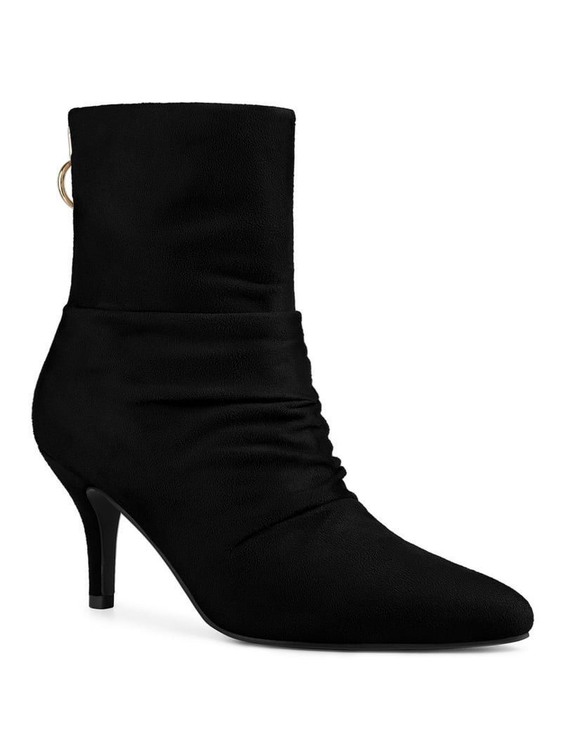 BLISSFUL STEP Women's Pointed Toe Slouched Stiletto Heel Ankle Boots Black 9 | Walmart (US)