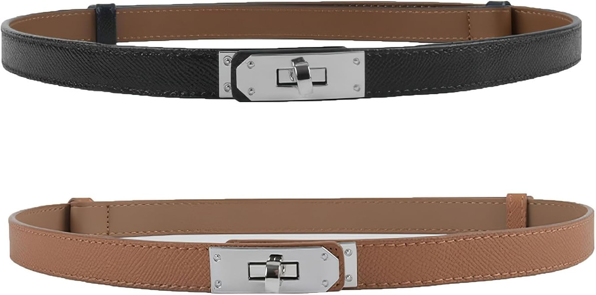 FENLDY Adjustable Thin Belts For Womens Skinny Belts For Dresses Womens Solid Color Alloy Turn Lo... | Amazon (US)