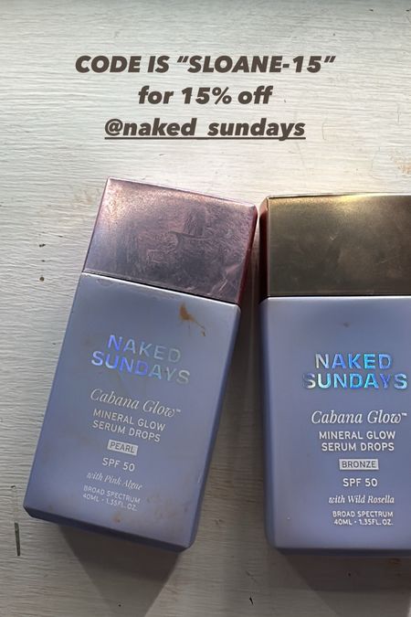 Naked Sundays discount code is “SLOANE-15” for 15% off! I love the cabana glow bronze and the pearl mixed together as a base under makeup or alone for the best bronzed glowy skin  

#LTKSwim #LTKSaleAlert #LTKBeauty
