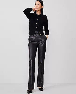 Ann Taylor The Skinny Flare Pant with Vent Hem in Faux Leather | Ann Taylor (US)