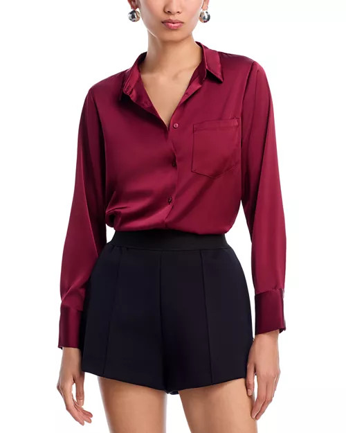 Satin Button Front Blouse - Exclusive | Bloomingdale's (US)