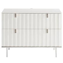 Kaiden Modern Classic White Fluted Nightstand | Kathy Kuo Home