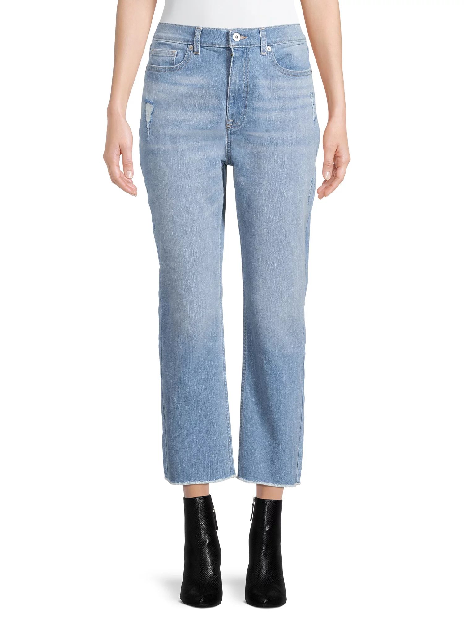 Time and Tru Women's Water-LTE High Rise Straight Crop Jean | Walmart (US)