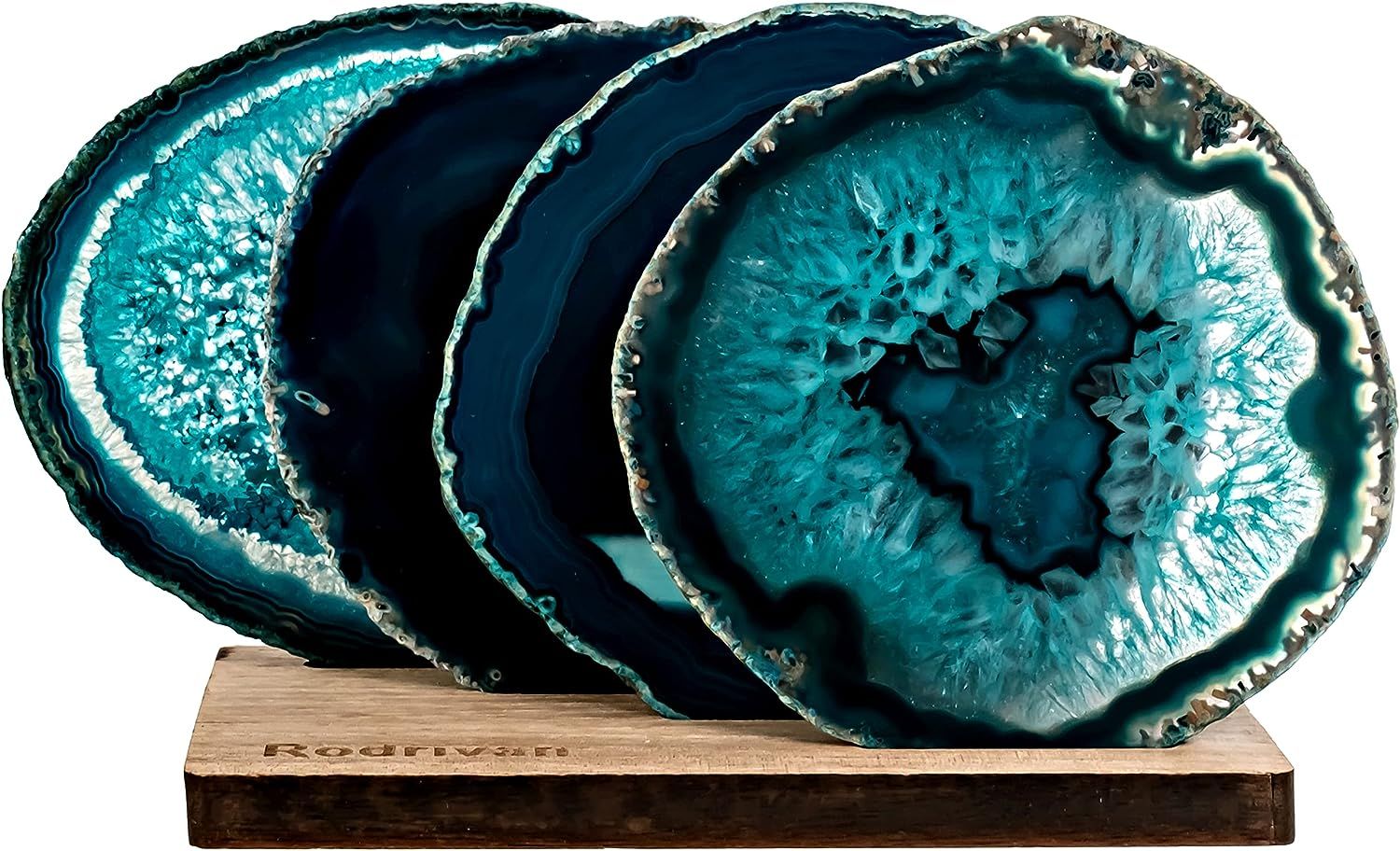 Amazon.com: Natural Sliced Teal Agate Coasters, Set of 4 Unique and Beautiful Drink Coasters from... | Amazon (US)