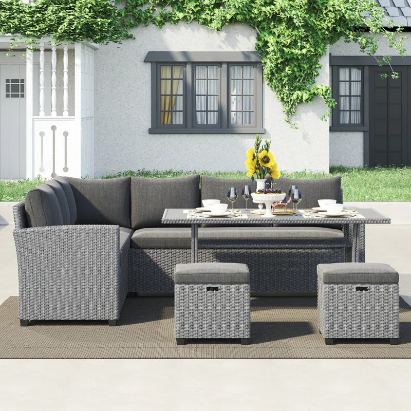 Jett Polyethylene (PE) Wicker 6 - Person Seating Group with Cushions | Wayfair North America