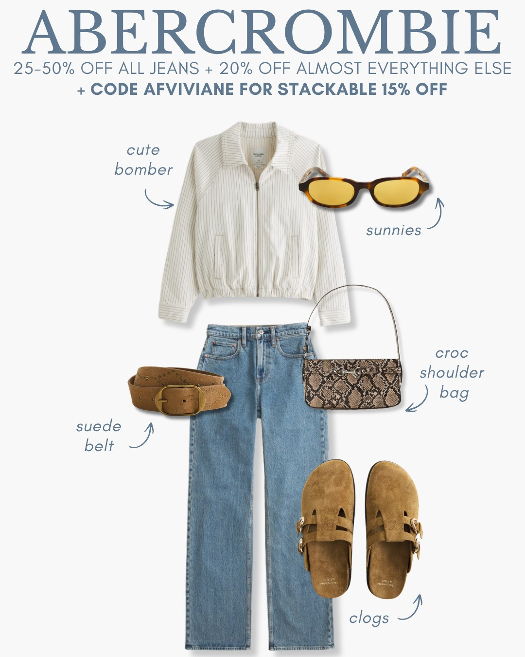 [8/5/26] @abercrombie pre-fall styling | code AFVIVIANE is live!

[Denim Promo: *Offer valid online only August 5, 2026 to August 10, 2026 in US/CA. Excludes clearance. Online price reflects discount. Extra 20% Off: *Offer valid in stores and online August 5, 2026 to August 10, 2026 in US/CA. Exclusions apply as indicated. Online price reflects discount. Promo Code: *Use code AFVIVIANE to get an additional 15% off almost everything in stores and online at checkout from August 5, 2026 to August 10, 2026 in US/CA. Exclusions apply. See details online.]

#LTKgrwm #LTKootd #LTKSeasonal