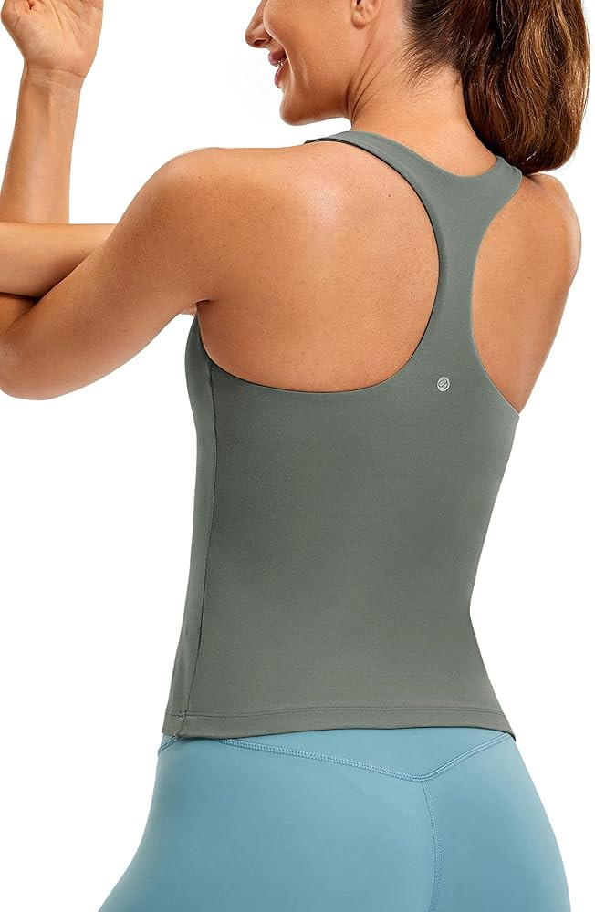 CRZ YOGA Butterluxe Workout Racerback Tank Tops for Women - Padded Athletic Spandex Yoga Shirts w... | Amazon (US)
