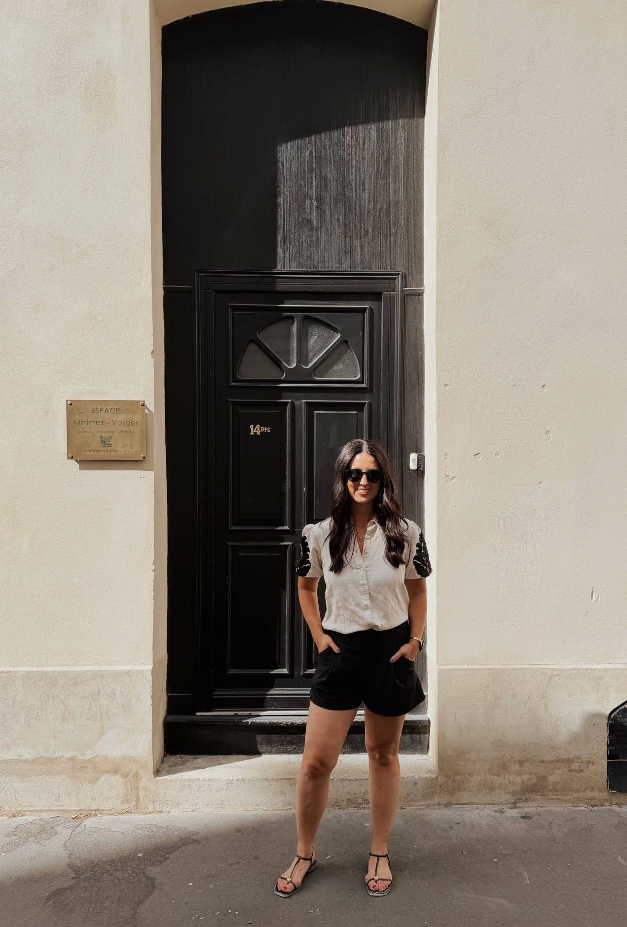 Paris Outfit Day 1: shirt is old from Chicos, dress shorts made out of athleisure material (so comfy!) and Steve Madden straps sandals.

#LTKTravel #LTKOver40 #LTKootd