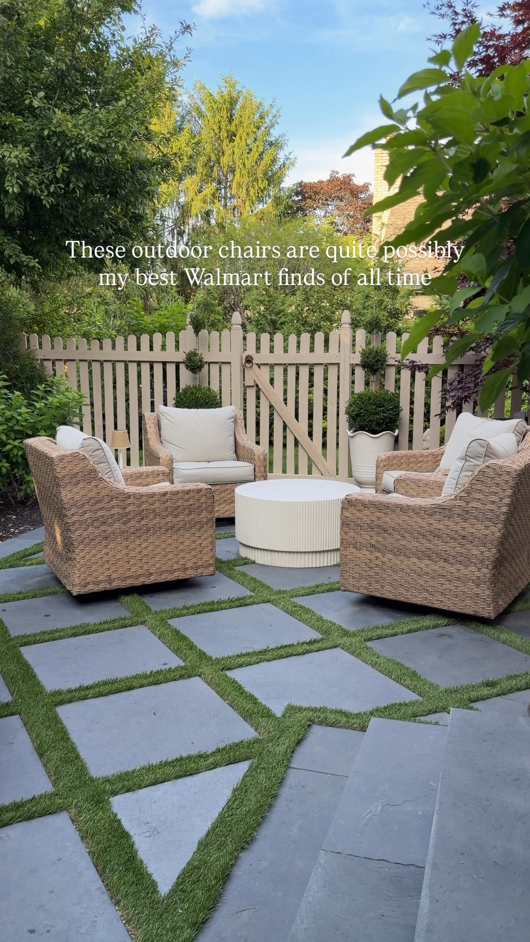 These Walmart chairs are some of the best outdoor chairs I’ve ever had! This is our fourth summer with the swivel chairs and they’ve held up amazingly well! They come with custom covers that we use when it rains or snows. The dining chairs can double as lounge chairs and are also pieces we had at our last home and I repurchased recently because I love them so much! They all super affordable too! 

#LTKSaleAlert #LTKSeasonal #LTKHome