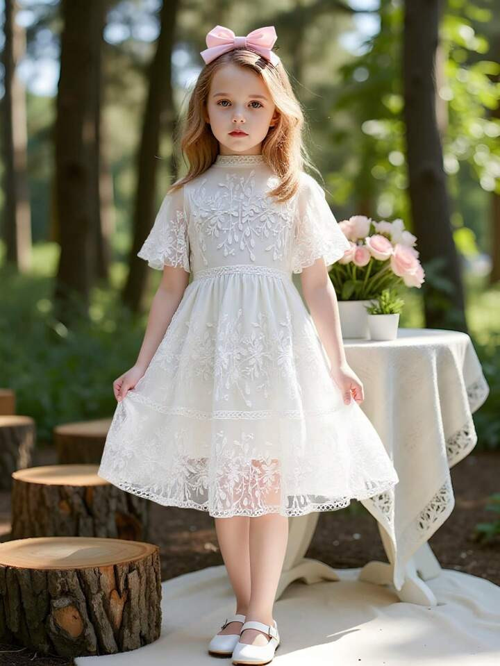 SHEIN Tween Girl Elegant Lace Party Birthday Princess Dress | SHEIN
