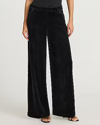 Editor Velvet Mid Rise Wide Leg Pant | Express
