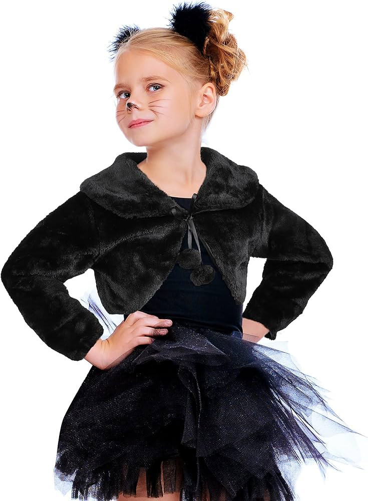 SATINIOR Girls Princess Faux Fur Wraps Shawl Flower Girls Bolero Shrug Cape Party | Amazon (US)