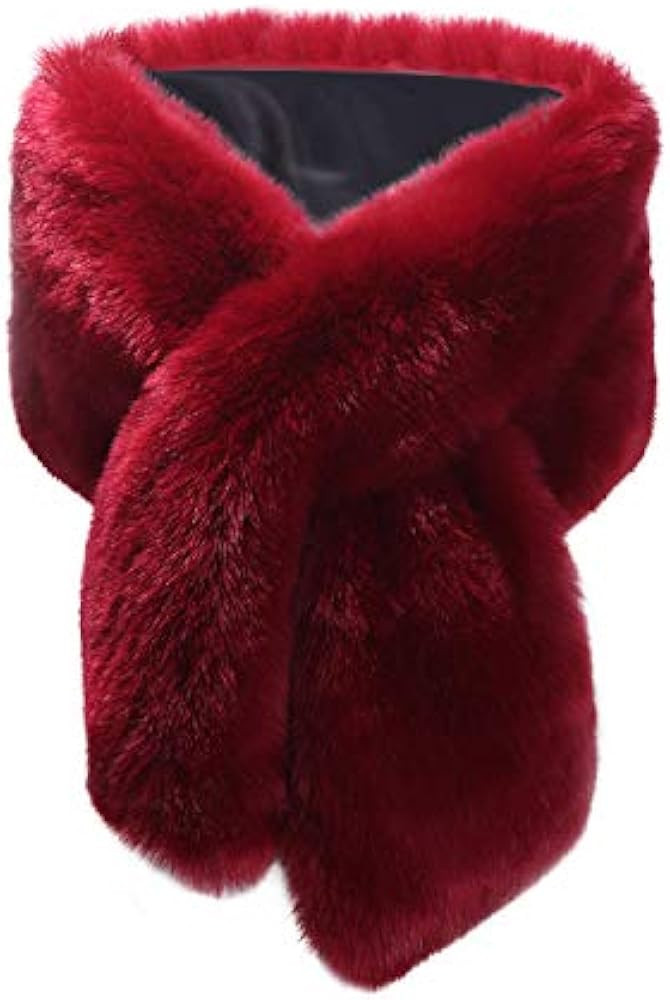 KAMA BRIDAL Women Long Faux Fur Shawl Bridal Stole Cover Up Winter Soft Bolero Scarf | Amazon (US)