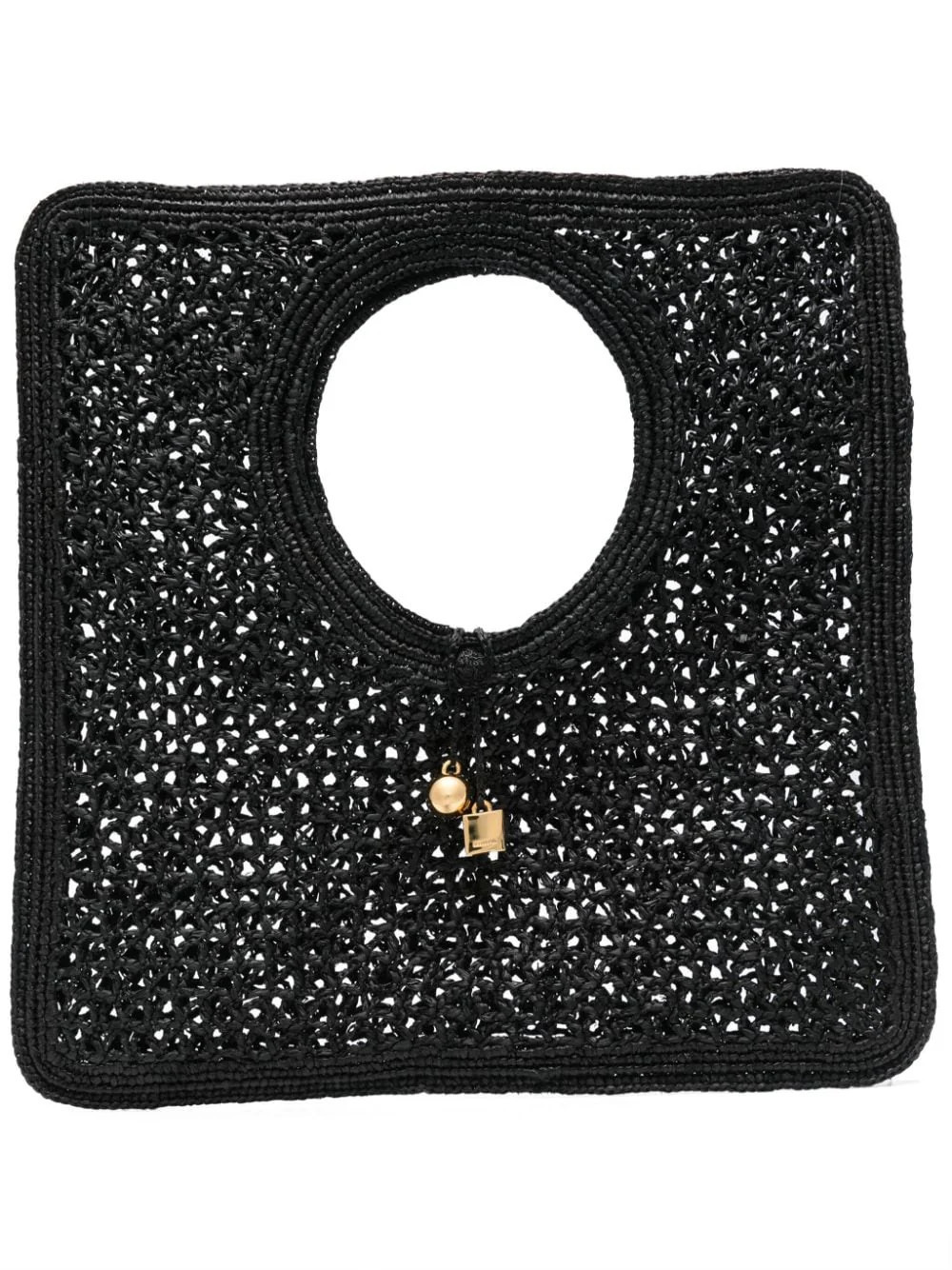 Jacquemus Women's Le Carre Spiaggia Rafia Handbag in Black | Size UNI | 243BA388 | LOZURI