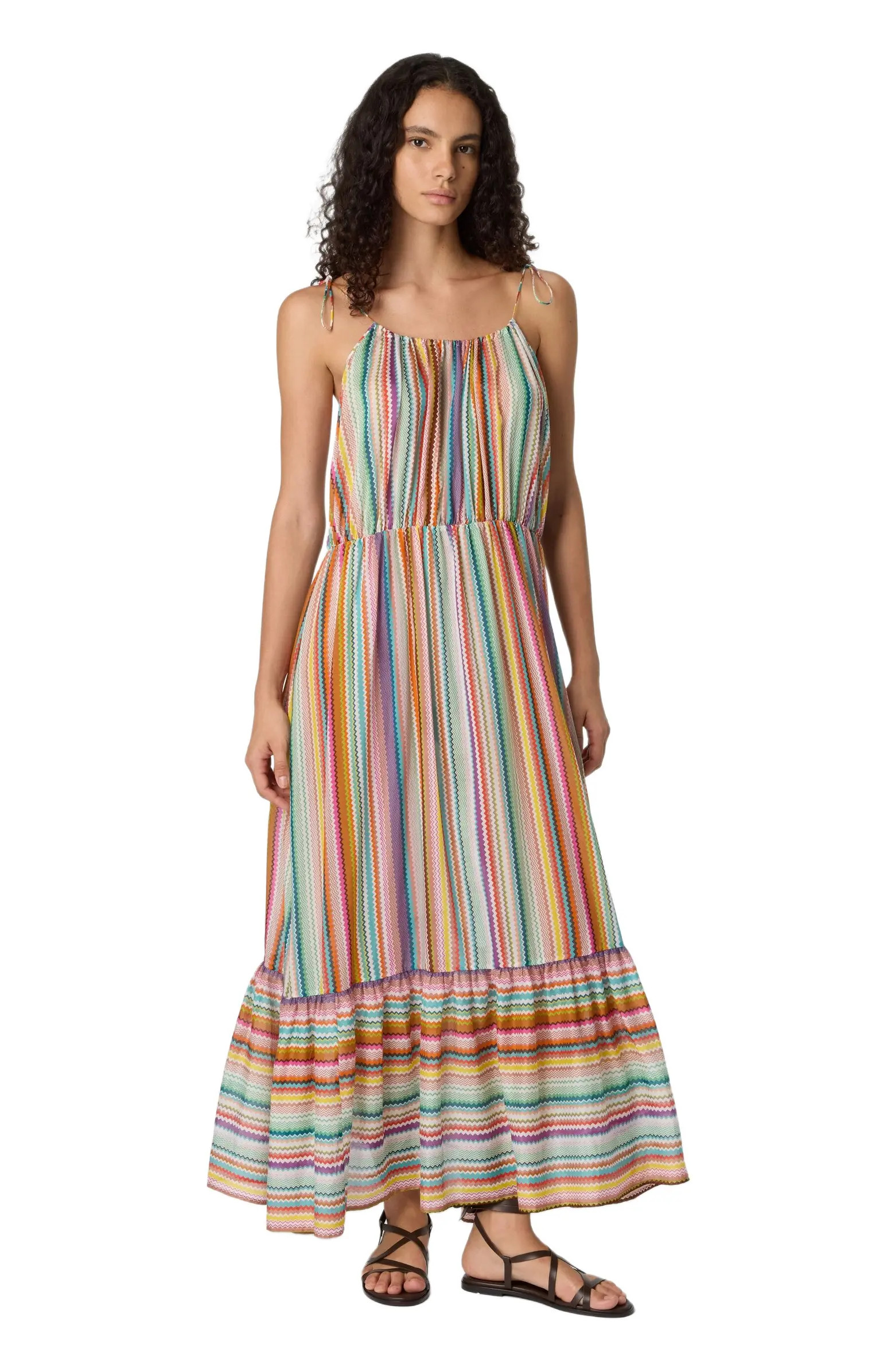 Long Flounced Cover-up In Cotton And Silk With Zigzag Pattern | Nordstrom