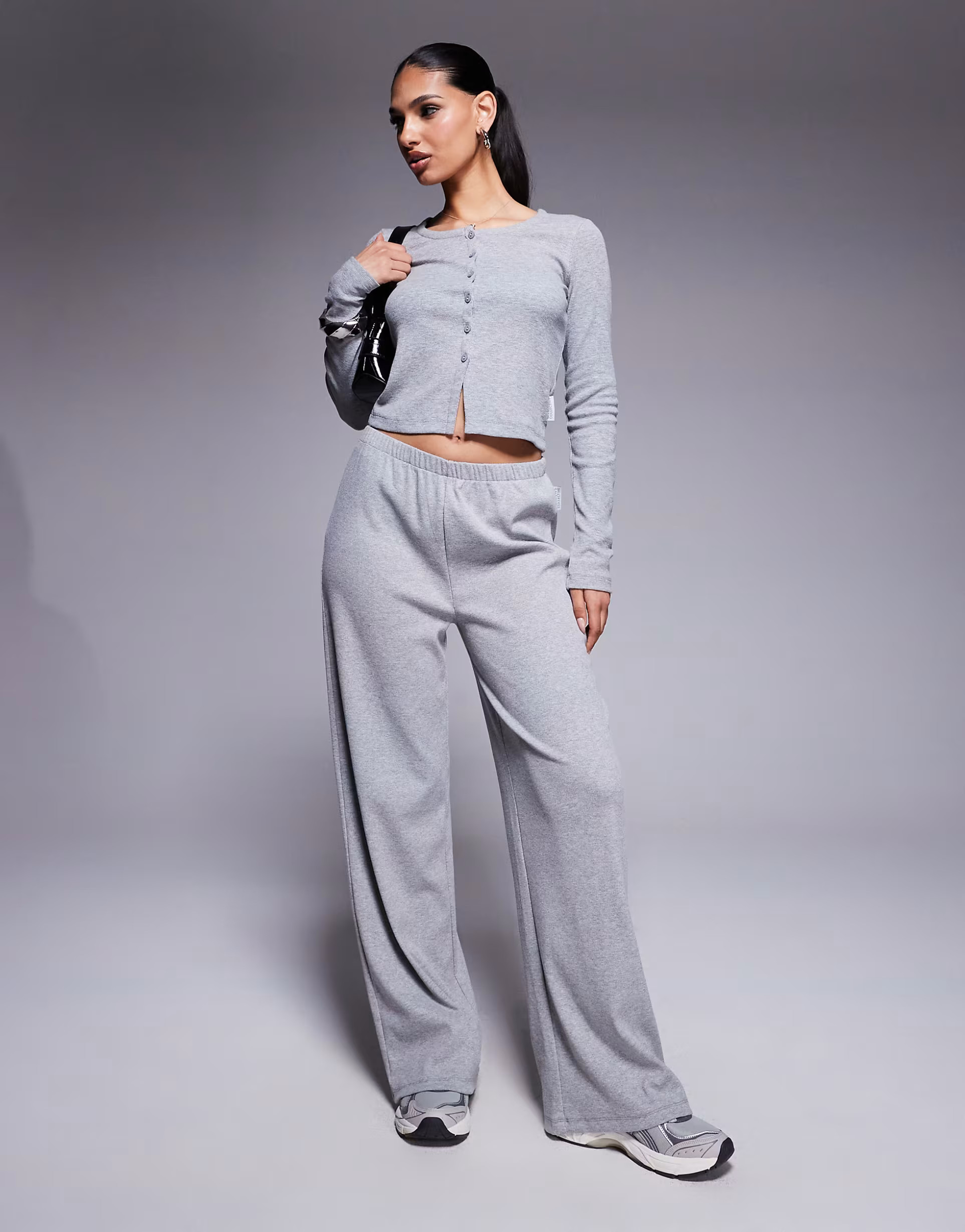 Weekend Collective co-ord ribbed wide leg joggers in grey | ASOS | ASOS (Global)