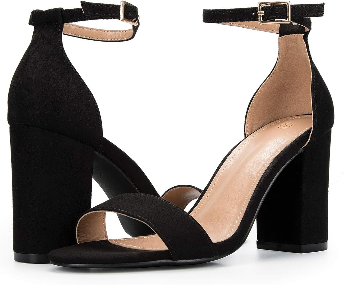 COASIS Women's Chunky Block Heels Open Toe Ankle Strap 3.5 Inch Heeled Sandals | Amazon (US)