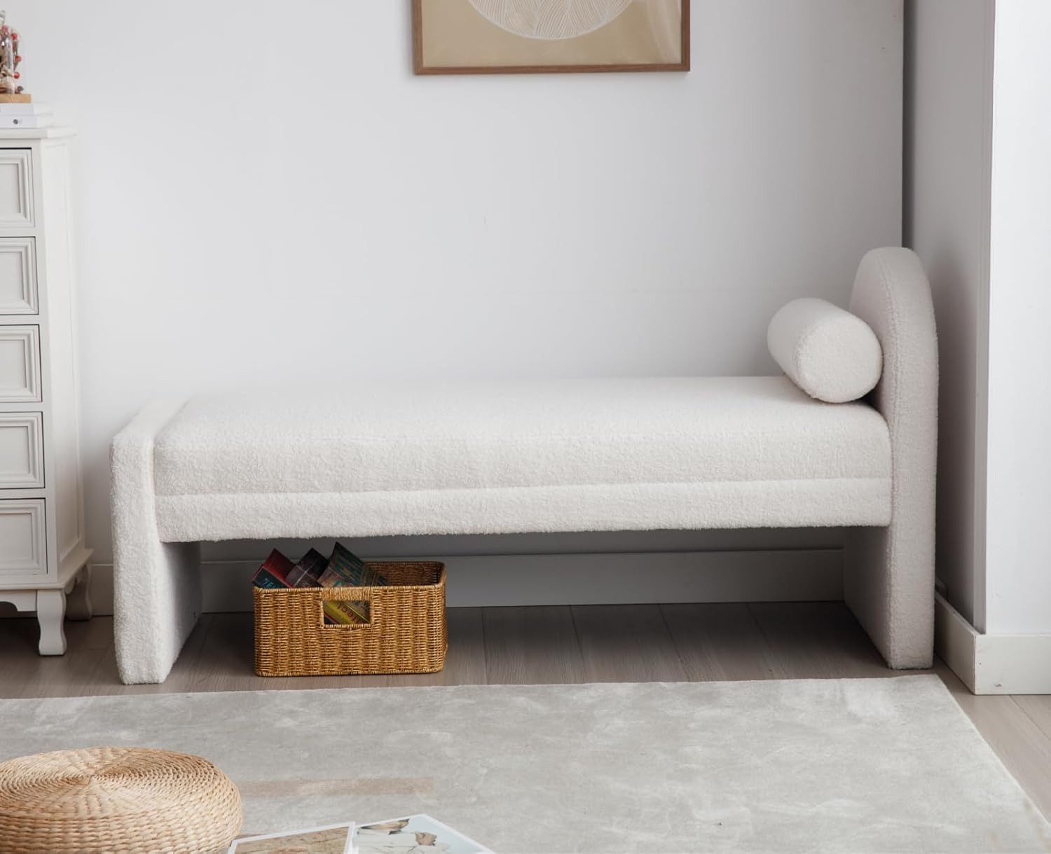 EALSON Boucle Entryway Bench Bedroom Bench End of Bed Modern Sherpa Upholstered Ottoman Bench Win... | Amazon (US)