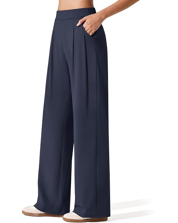 G4Free ShiftReady Women's Wide Leg Yoga Dress Pants High Waist with Pockets | Amazon (US)