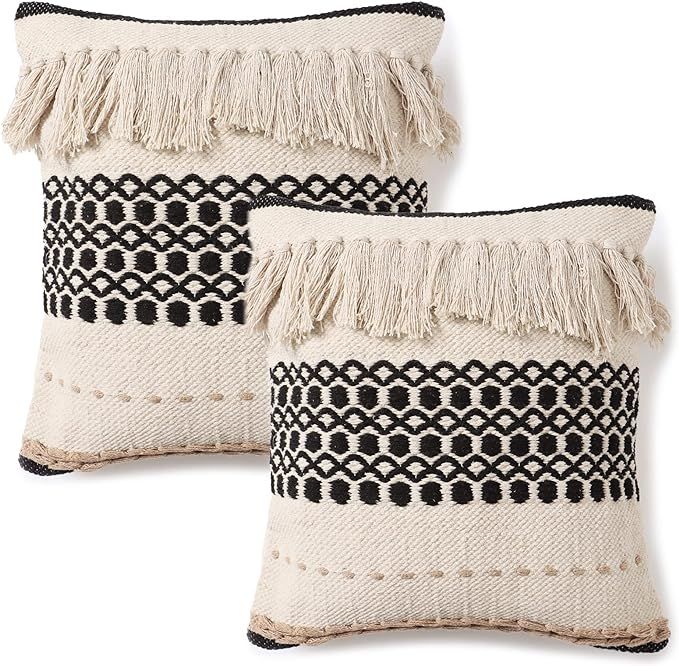 REDEARTH Textured Throw Pillow Cushion Covers-Hand Woven Tufted Decorative Farmhouse Cases Set fo... | Amazon (US)