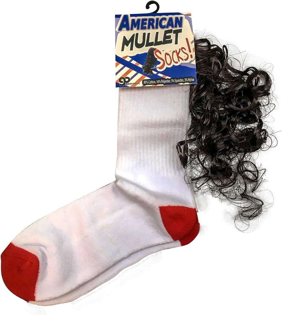 American Mullet Socks Funny Mullet Gags Novelty Rockabilly Funny Socks for Men One Size Fits Most... | Amazon (US)