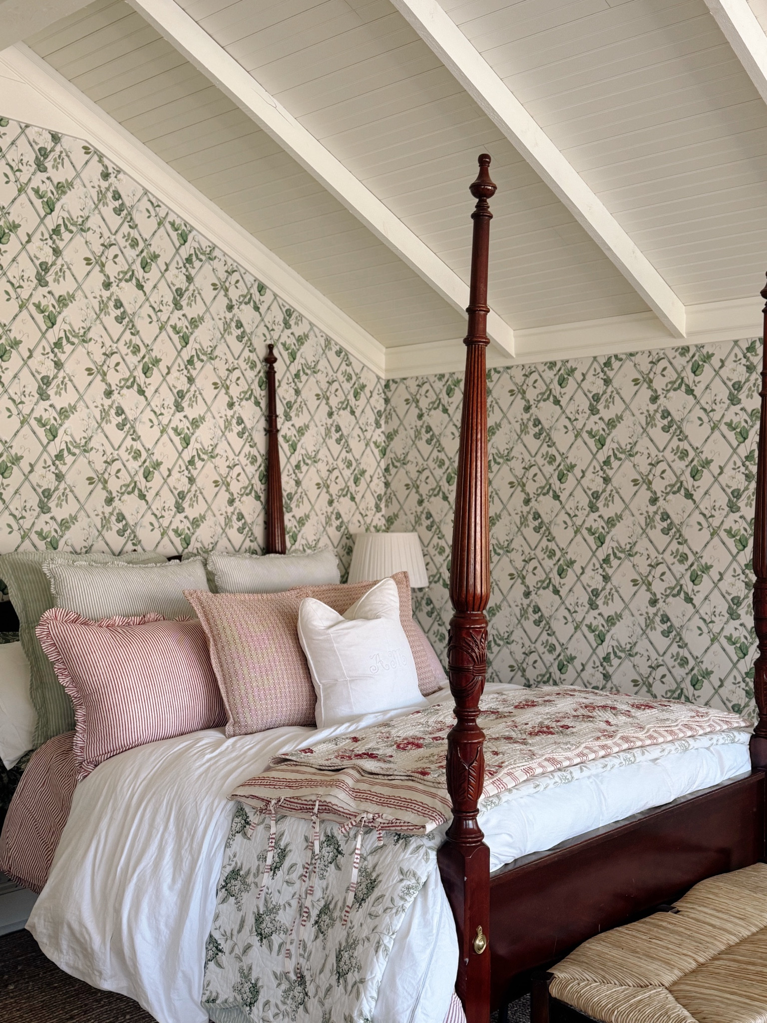 Cozy bedding- the room is filled with reds and greens all year so this just works great at Christmas too! 

#LTKHome #LTKHoliday #LTKSeasonal