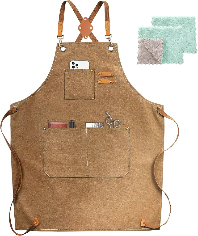ZOMAO Chef Apron, Cotton Canvas Cross Back Apron with Pockets for Women and Men,Adjustable Strap ... | Amazon (US)