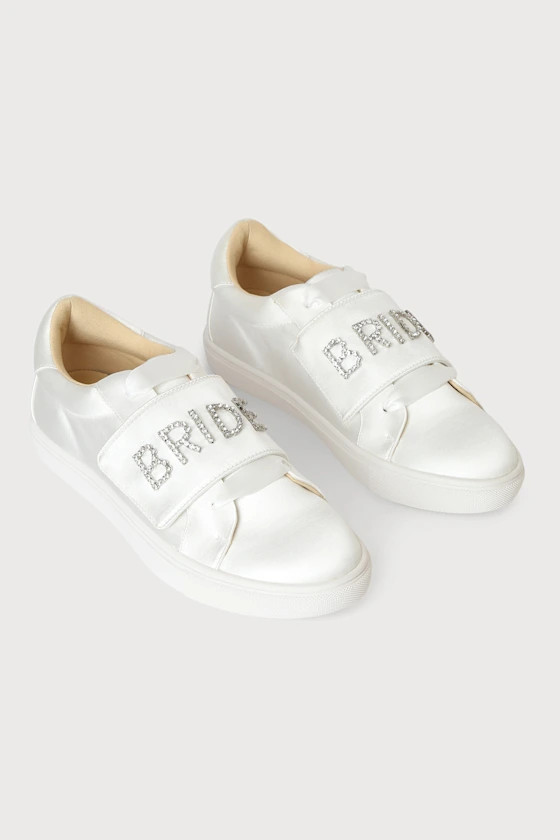 SB-Liana Ivory Satin Rhinestone Sneakers | Lulus (US)