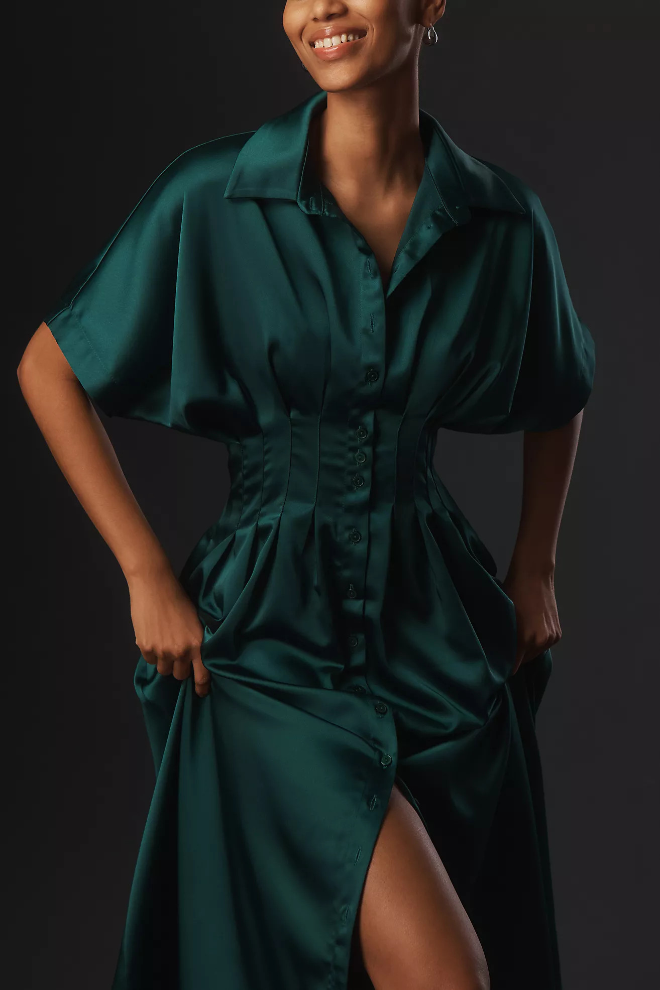 The Tobie Satin Shirt Dress by Exquise | Anthropologie (US)