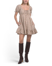 Baby Doll Short Sleeve Gingham Mini Dress | Casual Dresses  | Marshalls | Marshalls