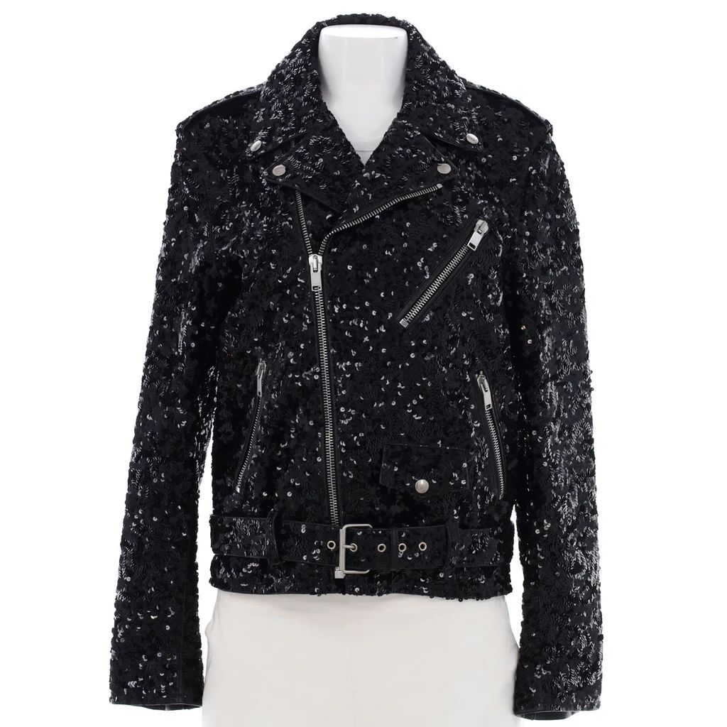 Women's Biker Jacket Sequin Embellished Leather | Rebag