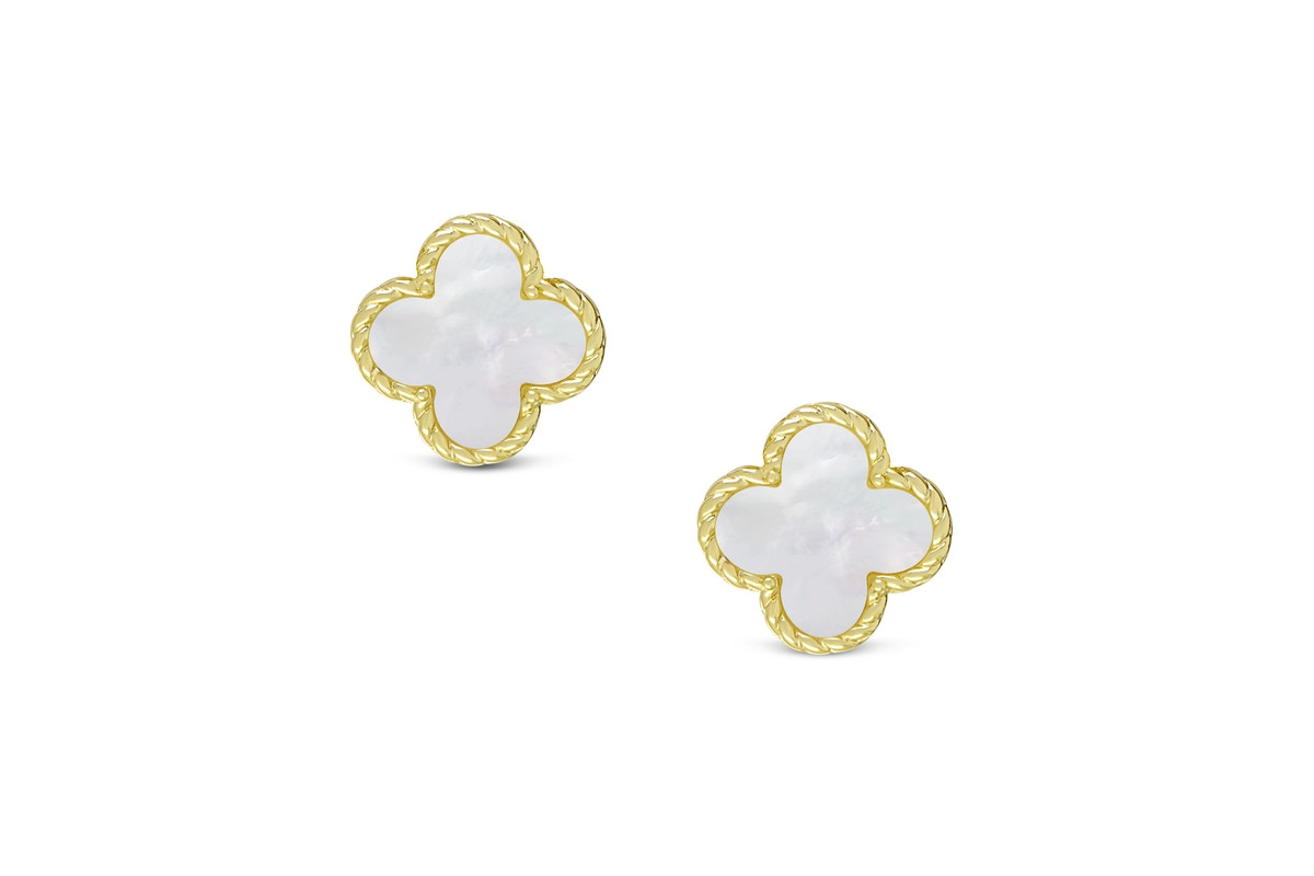 Lily Nily Girls Mother of Pearl Clover Stud Earrings - White | Macy's