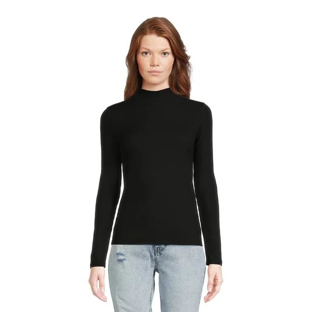 No Boundaries Juniors Mock Neck Top with Long Sleeves, Sizes XS-3XL | Walmart (US)