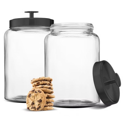 Kook Glass Kitchen & Apothecary Canisters, 1 Gallon, Set of 2, Black | Target