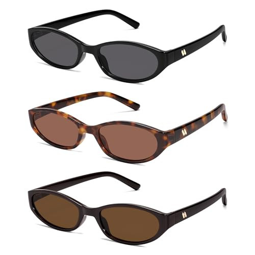 HERJOUR Retro Oval Sunglasses for Women Men Y2k Narrow Cat Eye Sunnies Skinny Shades AR82299 | Amazon (US)