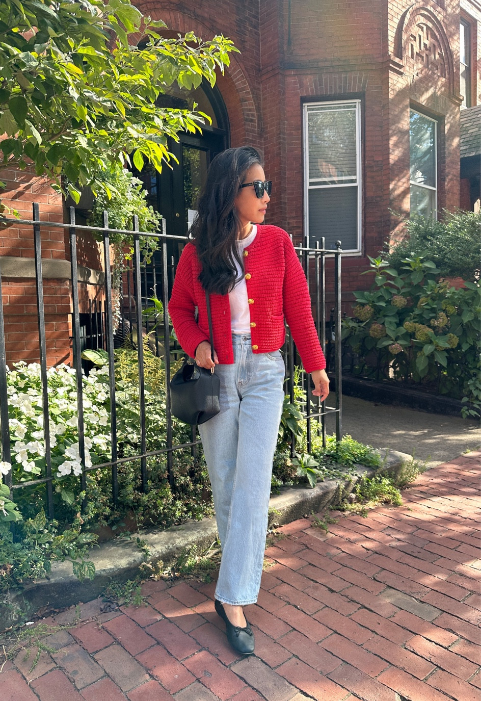 Loving classic red! 

And these Abercrombie have become a weekend favorite since the looser fit is so comfortable and works perfectly with flats. 

• gap cardigan Xs petite. 100% cotton, chunky knit with a looser fit. Lots of colors! Classic style and nice quality 

• Everlane white cotton tee XS. Great basic, I size up 

• Abercrombie high rise jeans 24 extra short. Medium wash. I’m 5 feet tall and the extra short works great with flats or sneakers.

• polene bag, not linkable 

• jcrew ballet flats 5.5 


#LTKfindsunder100 #LTKstyletip #LTKSeasonal