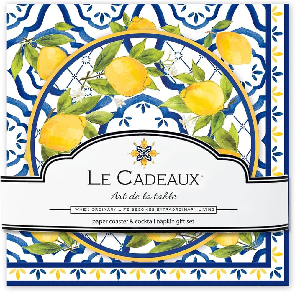 Le Cadeaux Luxury Cocktail Napkins with Printed Coasters, Pack of 20, Palermo | Amazon (US)