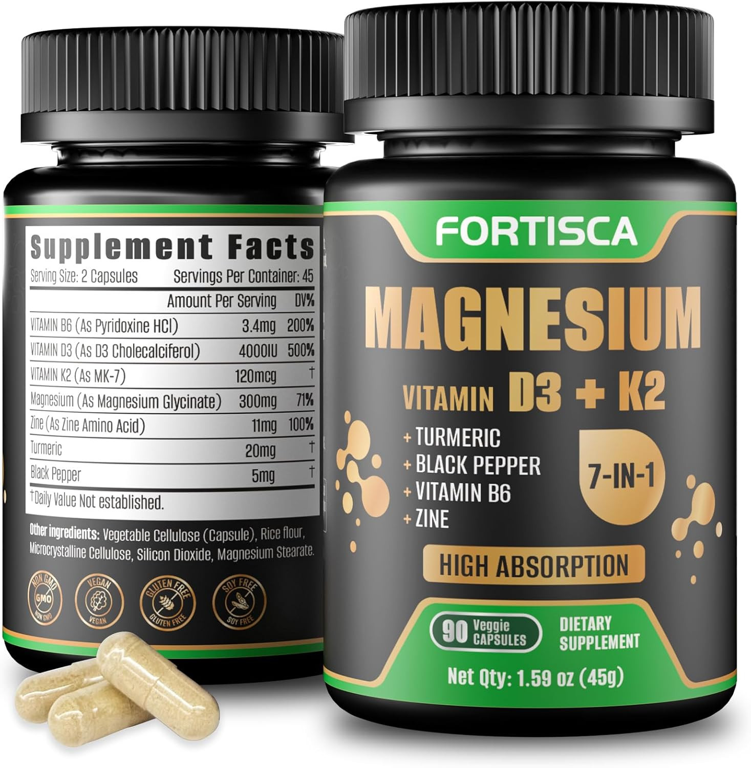 FORTISCA 7-in-1 Magnesium Glycinate Magnesium Complex High Absorption Magnesium Supplement | Trav... | Amazon (US)