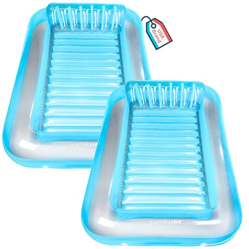SWIMLINE Suntan Tub Classic Inflatable Tanning Lounge Float with Adjustable Pillow – Pool, Lake, River, or Beach Raft with Rope & Patch, 70", Aqua, 2-Pack | Amazon (US)