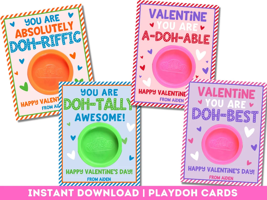 Editable Playdoh Valentine Cards Classroom Valentines Play Dough Preschool Valentines Printable V... | Etsy (US)